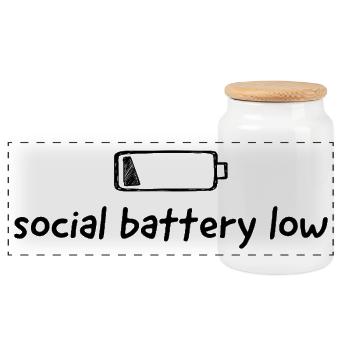 Batterie sociale faible - Boîte à biscuits avec couvercle en bois - blanc - Devant