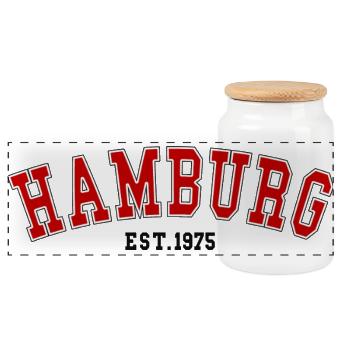 Hamburg_Est_1975 - Panoramic Cookie Jar with Wooden Lid - white - Front