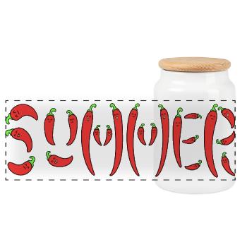 Piment d’été - Boîte à biscuits avec couvercle en bois - blanc - Devant