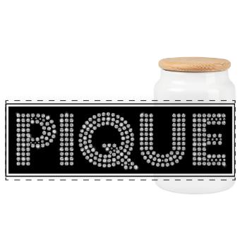 PIQUE Glitter Letters Pebbles - Panoramic Cookie Jar with Wooden Lid - white - Front