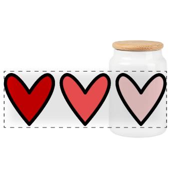 HERZ. HERZ. VALENTINSTAG. LIEBE. LIEBE. PAAR. - Panorama Keksdose mit Holzdeckel - Weiß - Vorne