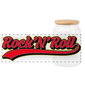 Rock 'N' Roll Retro Script Logo - Panoramic Cookie Jar with Wooden Lid - white - Front
