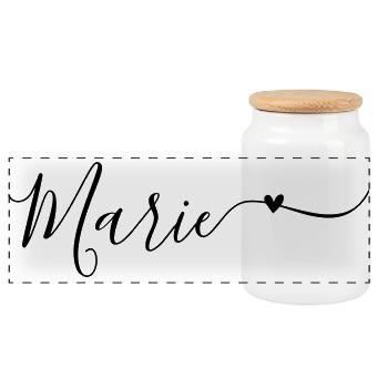 Marie Surname First Name Decorative - Panoramic Cookie Jar with Wooden Lid - white - Front