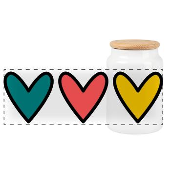 HEART. COUPLE. VALENTINE'S DAY. JUST MARRIED. Bachelorette party. - Panoramic Cookie Jar with Wooden Lid - white - Front
