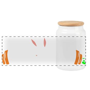Bunny Carrots Dumbbell Weights - Panoramic Cookie Jar with Wooden Lid - white - Front