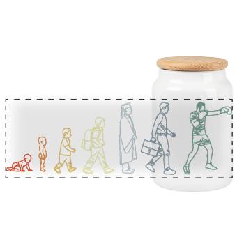 Vintage Boxes Evolution - Panoramic Cookie Jar with Wooden Lid - white - Front