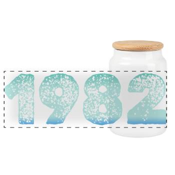 Grunge 1982 Birth Vintage - Panoramic Cookie Jar with Wooden Lid - white - Front