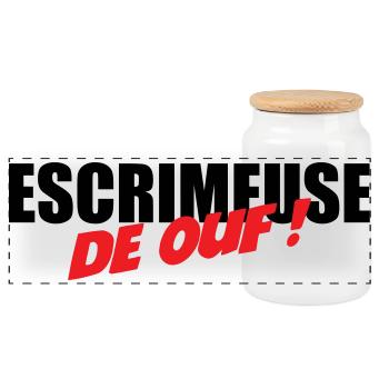 Escrimeuse de ouf : le motif pour les tireuses - Boîte à biscuits avec couvercle en bois - blanc - Devant