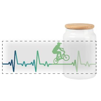 BMX Bike Rider's Heartbeat BMX Bike - Panorama Keksdose mit Holzdeckel - Weiß - Vorne