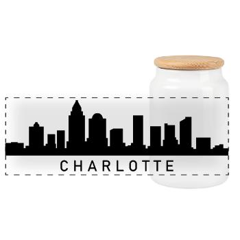 Skyline Charlotte - Boîte à biscuits avec couvercle en bois - blanc - Devant