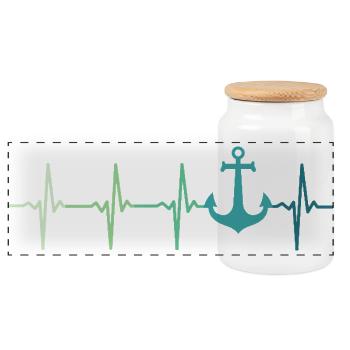 Ancre battement de coeur marin capitaine bateau - Boîte à biscuits avec couvercle en bois - blanc - Devant