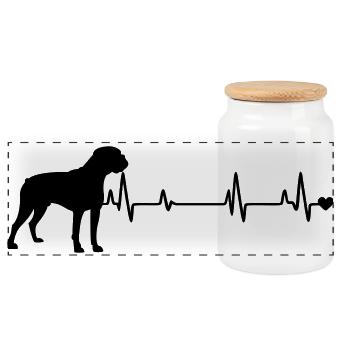 Dog - Panoramic Cookie Jar with Wooden Lid - white - Front