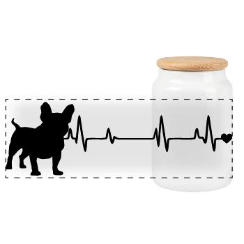 Chien - Boîte à biscuits avec couvercle en bois - blanc - Devant