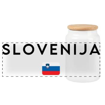 Slowenische Flagge, elegantes minimalistisches Design - Panorama Keksdose mit Holzdeckel - Weiß - Vorne