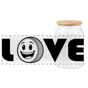Liebe liebe - Panorama Keksdose mit Holzdeckel - Weiß - Vorne