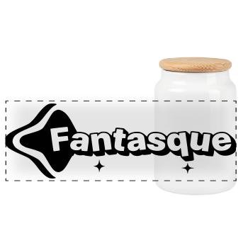 Whimsical Black and White - Panoramic Cookie Jar with Wooden Lid - white - Front