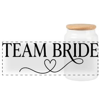 Team Bride Heart Design – Bachelor Party Bride Crew Outfit - Panoramic Cookie Jar with Wooden Lid - white - Front