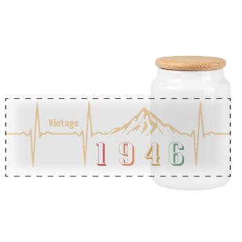 Retro Street 80 Jahre achtzigjähriges Geschenk 1946 - Panorama Keksdose mit Holzdeckel - Weiß - Vorne
