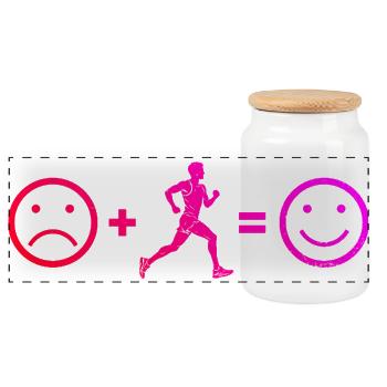 Running gift idea for running lovers - Panoramic Cookie Jar with Wooden Lid - white - Front