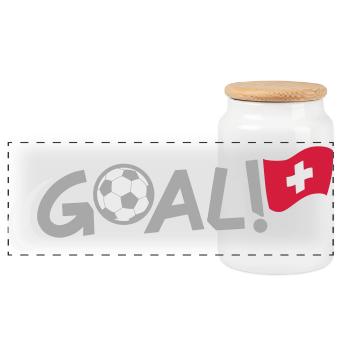 GOAL for Switzerland - Panorama Keksdose mit Holzdeckel - Weiß - Vorne