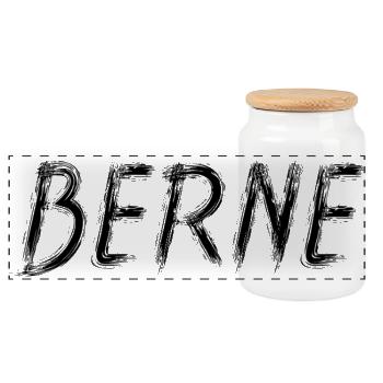 Bern Swiss Style Grunge Brush Black - Panorama Keksdose mit Holzdeckel - Weiß - Vorne