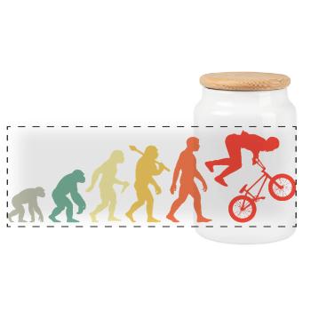 BMX Rider - fun BMX evolution for bikers - Panoramic Cookie Jar with Wooden Lid - white - Front
