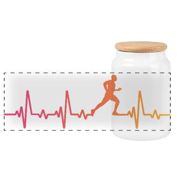 course à pied sunset battement coeur running - Boîte à biscuits avec couvercle en bois - blanc - Devant