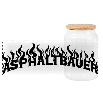 Asphaltbauer - Panorama Keksdose mit Holzdeckel - Weiß - Vorne