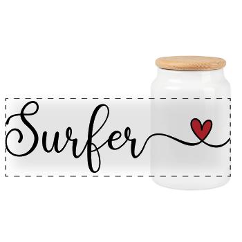 Surfer Heart - Panorama Keksdose mit Holzdeckel - Weiß - Vorne