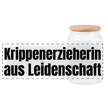 Krippenerzieherin aus Leidenschaft Geschenk - Panorama Keksdose mit Holzdeckel - Weiß - Vorne
