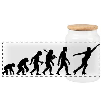 Eiskunstläufer Evolution Eiskunstlauf Schlittschuh - Panorama Keksdose mit Holzdeckel - Weiß - Vorne
