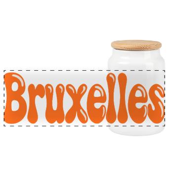 Brüsseler Orange Tippfehlerblasen - Panorama Keksdose mit Holzdeckel - Weiß - Vorne