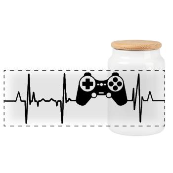 Herzschlag Gaming - Panorama Keksdose mit Holzdeckel - Weiß - Vorne