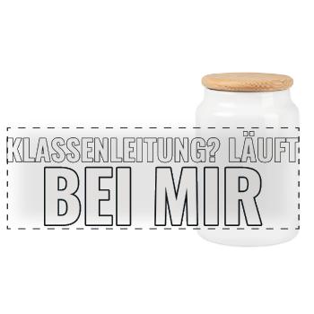Geschenk für die erste eigene Klassenleitung - Panorama Keksdose mit Holzdeckel - Weiß - Vorne
