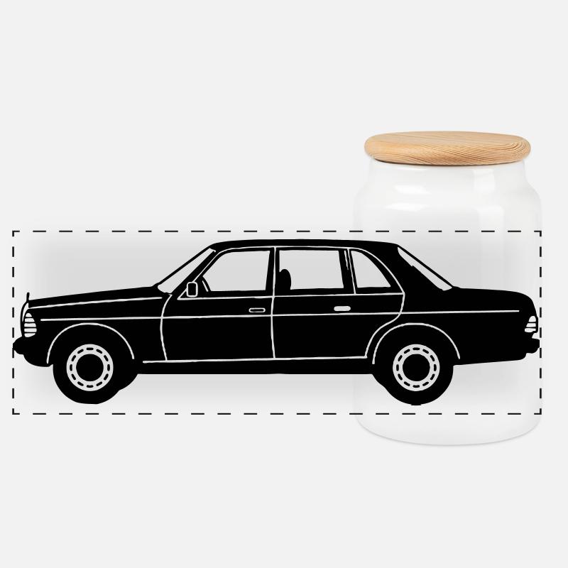MB W123 Oldtimer Kult seitlich ...(25) - Panorama Keksdose mit Holzdeckel - Weiß