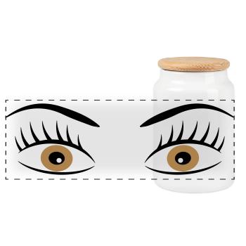 2541614 15414855 eye - Panoramic Cookie Jar with Wooden Lid - white - Front