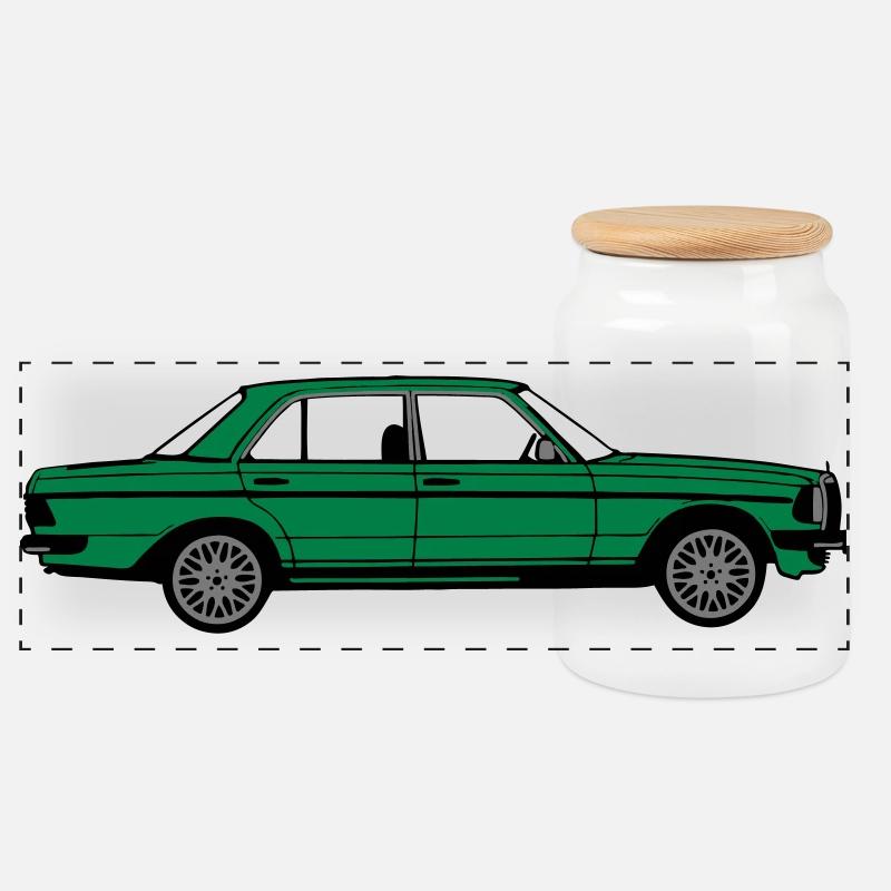 MB W123 ,Youngtimer ,Oldtimer, seitlich ..(25) - Panorama Keksdose mit Holzdeckel - Weiß