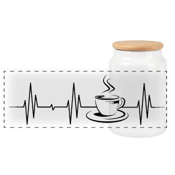 coffee heartbeat coffee cafe symbol heartbeat - Panoramic Cookie Jar with Wooden Lid - white - Front
