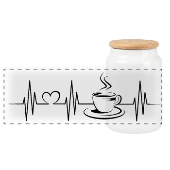 Café de l’équipe Symbole Heartbeat Heart Heart Logo - Boîte à biscuits avec couvercle en bois - blanc - Devant