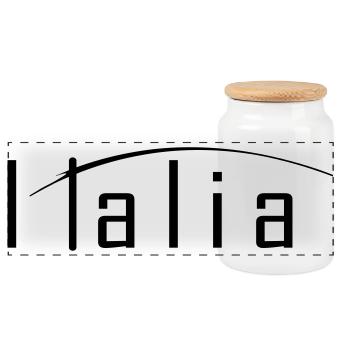 Italia - Panoramic Cookie Jar with Wooden Lid - white - Front