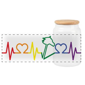 Hobby Horse Heartbeat - Panorama Keksdose mit Holzdeckel - Weiß - Vorne