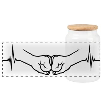 Fist Pump Pulse - Panoramic Cookie Jar with Wooden Lid - white - Front