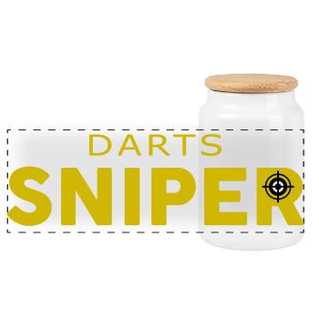 Darts Sniper - Präzisionsspieler Design - Panorama Keksdose mit Holzdeckel - Weiß - Vorne