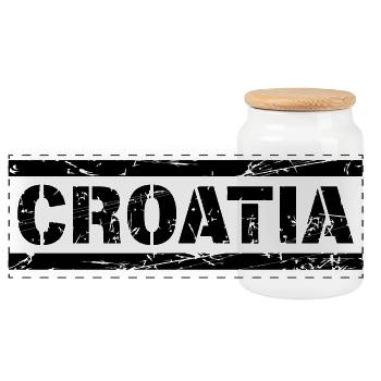 Croatie (Hrvatska) - Boîte à biscuits avec couvercle en bois - blanc - Devant