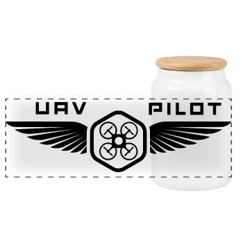 UAV PILOT1 - Panorama Keksdose mit Holzdeckel - Weiß - Vorne