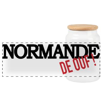Normande de ouf (noir) - Boîte à biscuits avec couvercle en bois - blanc - Devant
