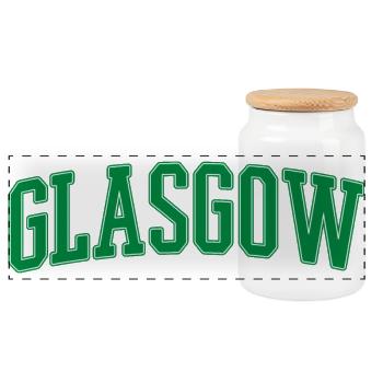 Glasgow Schriftzug Grün Vintage - Panorama Keksdose mit Holzdeckel - Weiß - Vorne