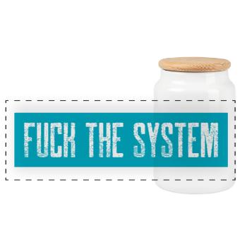 Fuck the system - Panoramic Cookie Jar with Wooden Lid - white - Front