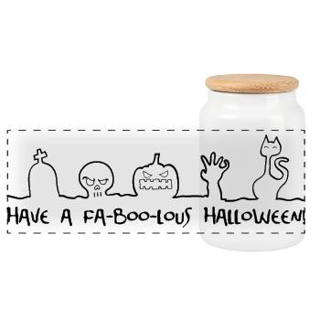 Passez un fa-boo-lous Halloween - Boîte à biscuits avec couvercle en bois - blanc - Devant
