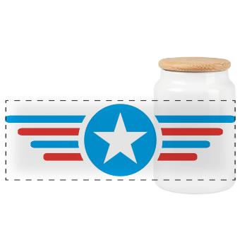 I'm a star with wings - Panoramic Cookie Jar with Wooden Lid - white - Front